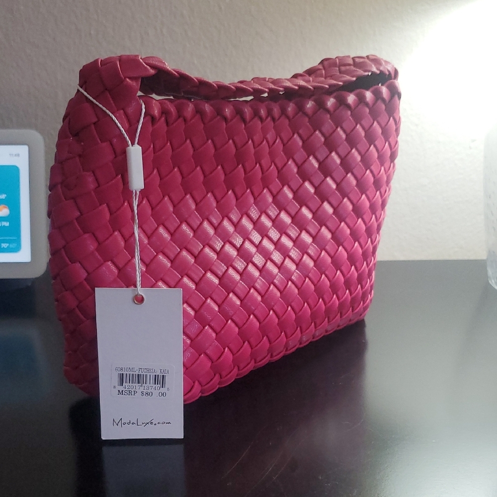 Moda Luxe Fuchsia Woven Purse (New With Tags)